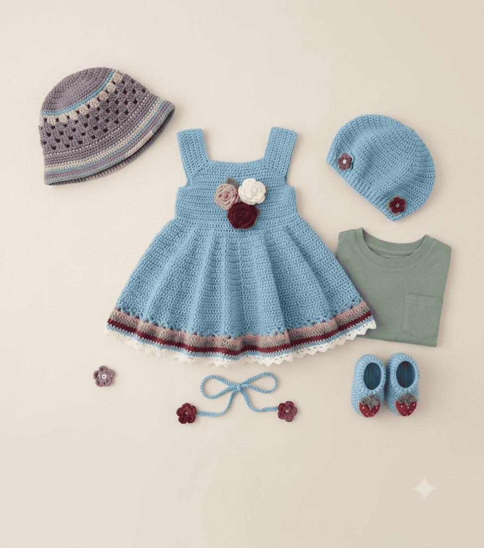 levender bloom dress or baby knit set