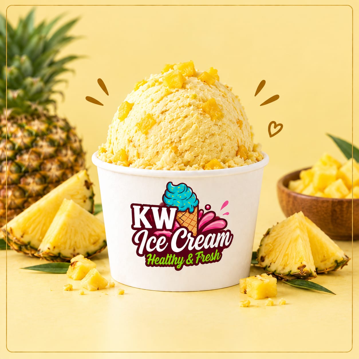 Pineapple Ice Cream – 1 Liter Bowl